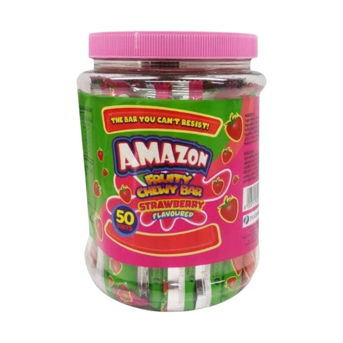 amazonchewystrawberryphotoroom.jpg Amazon Fruity Chew Bar 50's S/Berry Tub (1x50's) - Image 1