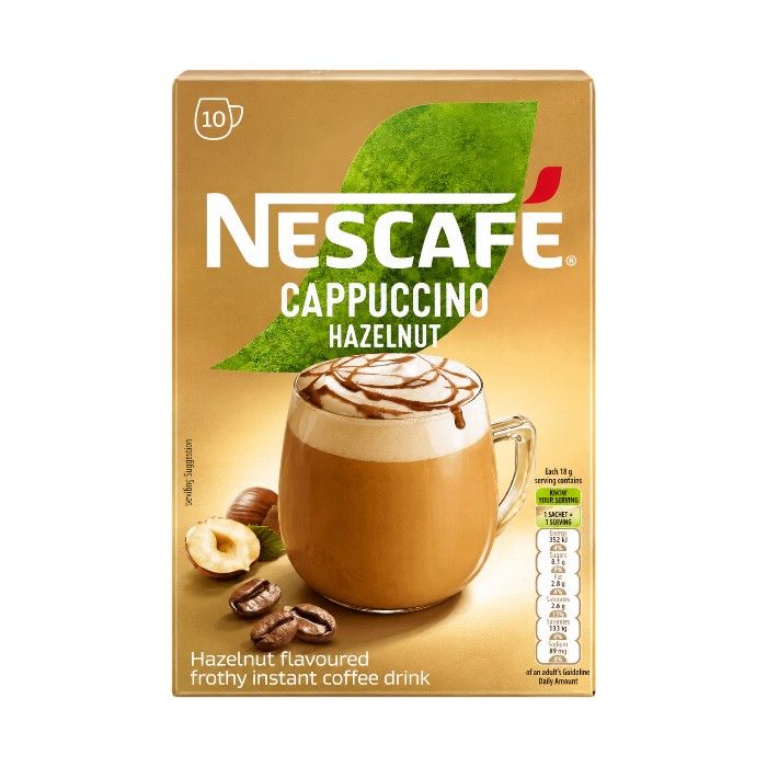 dd3999c80314459ebfaac2d6d531eeb0photoroom-1.jpg Nescafe 10'S R/Sugar Cappuccino H/nut (1X10'S) - Image 1