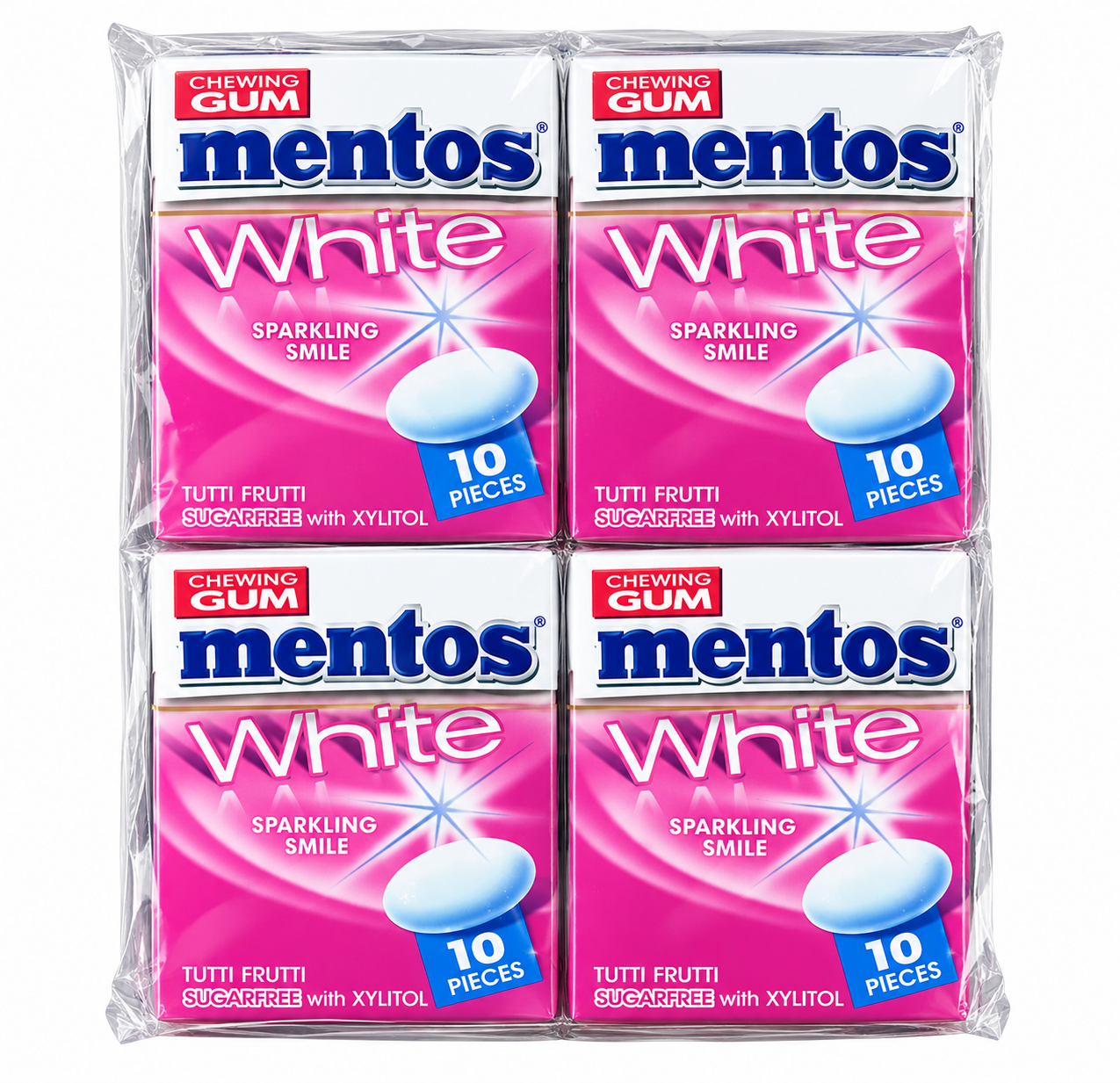 349acdb70baf3a43bf05212ec2498834.png Mentos White 10's Tutti Futti Gum (12X1'S) - Image 1